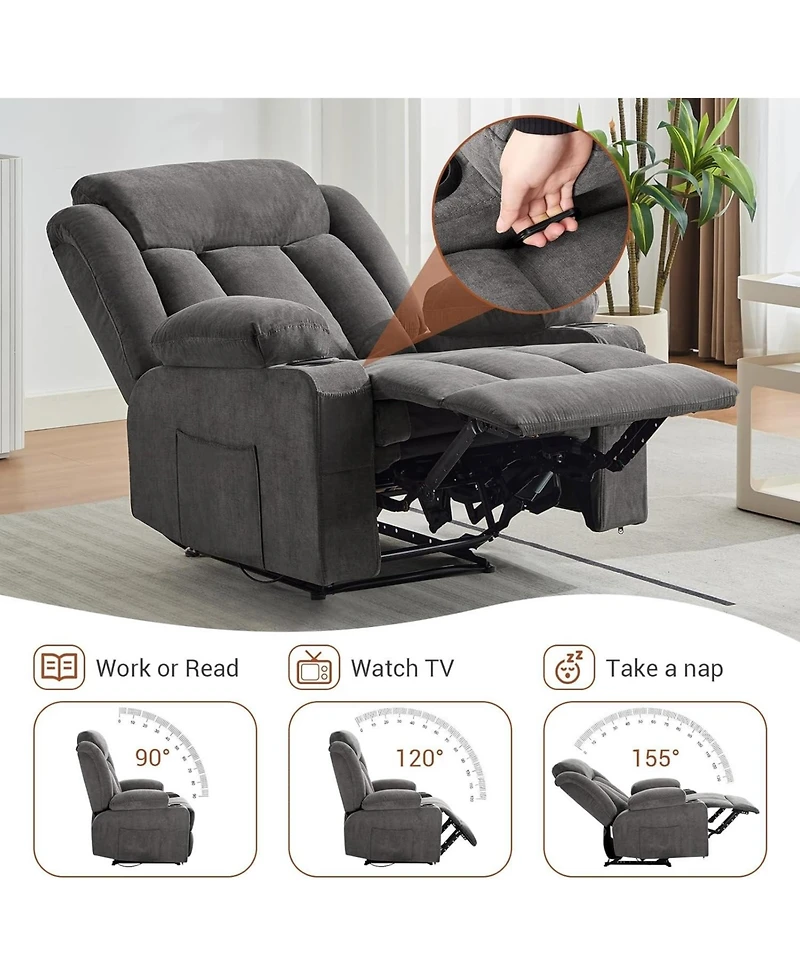 gaomon Manual Recliner Chair with Massage & Heat,Classic and Traditional Oversized Recliner Chair,8-Point Vibration, Lumbar Heating