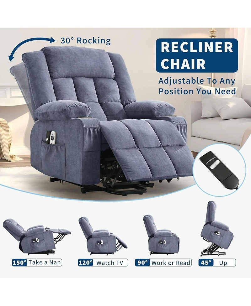 Gaomon Power Lift Recliner Chair for Seniors with Heat & Massage, 3-Position Electric Recline, 2 Cup Holder, 2 Side Pocket, Usb Port, Remote Control