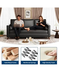 gaomon 86" Leather Sofa for Living Room, Mid-Century Modern Couch with Deep Seats, Faux Leather Couch, 3 Seat Sofa with Removable Cover for Apartment