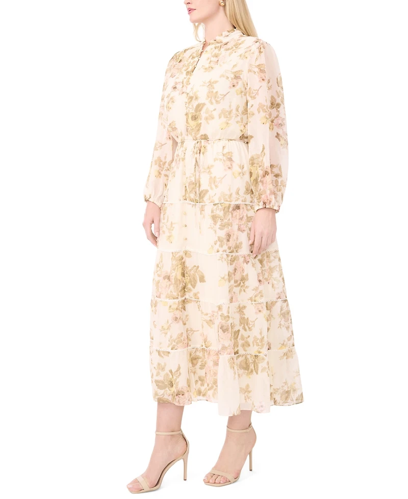 Msk Plus Split Crewneck Tiered Dress