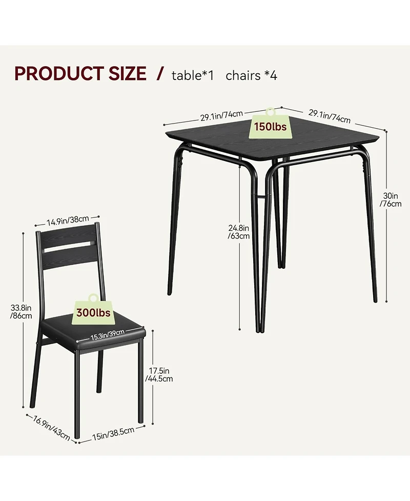 gaomon Dining Table for 2 Small Table and Chairs Set of 2 Square Dinette Set for 2 3 Piece Kitchen and Dining Room Sets for Small Space.