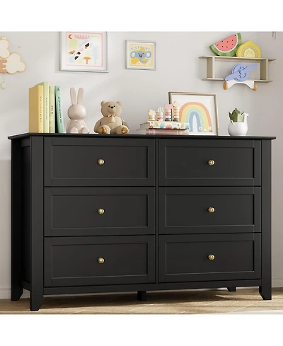 gaomon Dresser for Bedroom, 6 Chest of Drawer Organizer, Modern Wood Storage Cabinet Living Room, Closet Storage, Entryway, Hallway