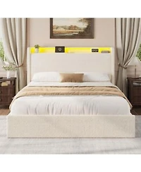 Gaomon Bed Frame With 4 Storage Drawers Storage Headboard Platform Bed Frame With Charging Station Usb Ports Led Light