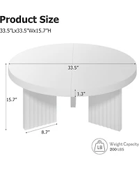 gaomon 335" Round Coffee Table, Circle Center Table with Fluted Legs & 13" Thick Top, Accent Cocktail Tables for Living Room, Bedroom, Easy