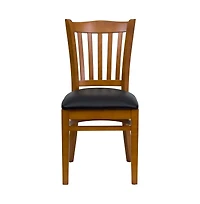 Emma+Oliver Vertical Slat Back Wooden Restaurant Dining Chair