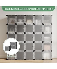 gaomon Space-Saving Modular Shoe Storage Cabinet – 12-Cube Stackable Organizer with Doors