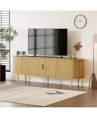 gaomon 70.1 in Tv Stand, Modern Tv Console Table with Storage Compartment and Sliding Door, Gaming Entertainment Center with Cabinet for Living Room