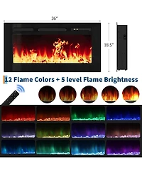 Gaomon 70" Fireplace Tv Stand with 36" Electric Fireplace & Storage Cabinet 2 Tier Entertainment Center, Fireplace Heater with 12 Frame & Le