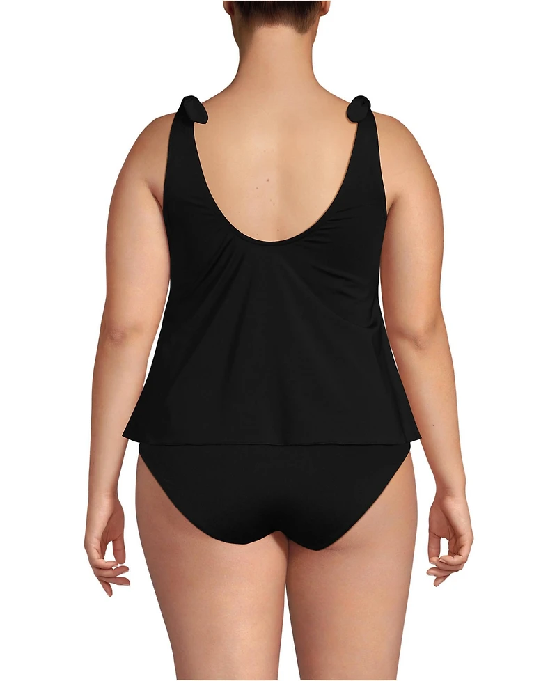 Lands' End Plus Tie Shoulder Flutter Tankini Top