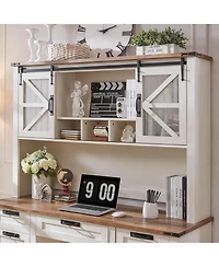 Yigii Farmhouse Shelves with Sliding Barn Door and Storage