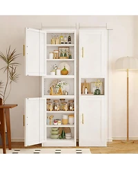 Yigii Tall Narrow Bathroom/Kitchen Storage Cabinet with 2 Doors & 4 Shelves