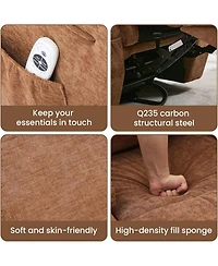 gaomon 360° Swivel Rocking Recliner Chair, Manual Fabric Nursery Recliner Glider with with Massage and Heating, Extented Footrest