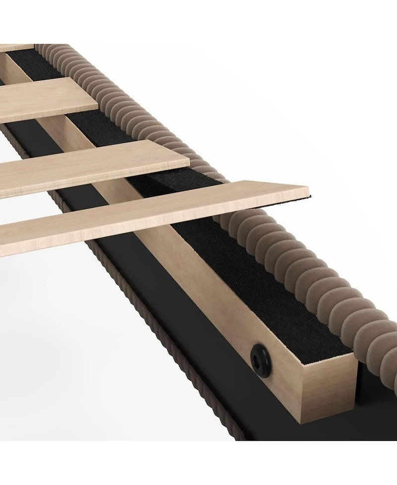 gaomon Twin Corduroy Upholstered Platform Bed Frame with Headboard, Wooden Slats, Compact Design for Apartments