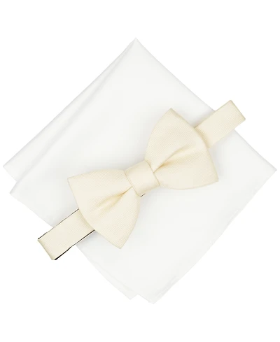 Alfani Men's Modern Texture Solid Bow Tie and Pocket Square, 2-Piece Set, Macy's Exclusive