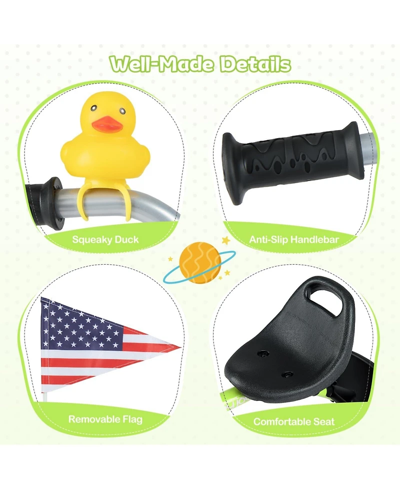 Mecale Toddler Tricycle with 3-Position Seat and Storage Basket for Kids