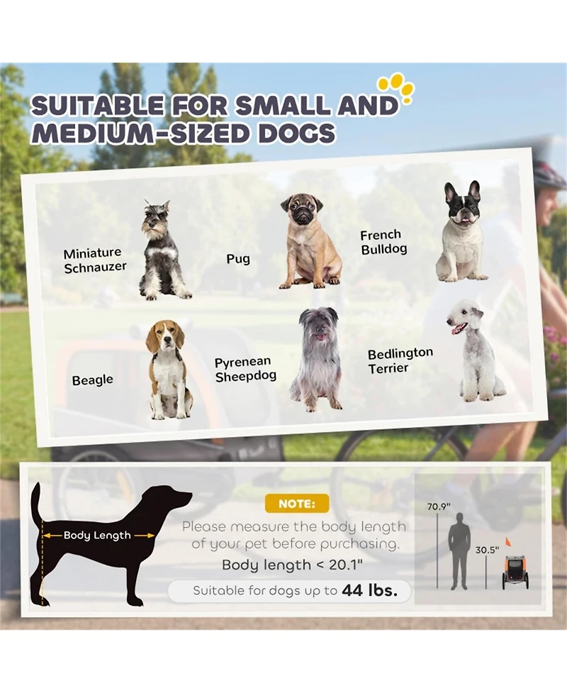 Aostirmotor Foldable Pet Bike Trailer Carrier for Dogs & Small Animals, Collapsible Bicycle Attachment