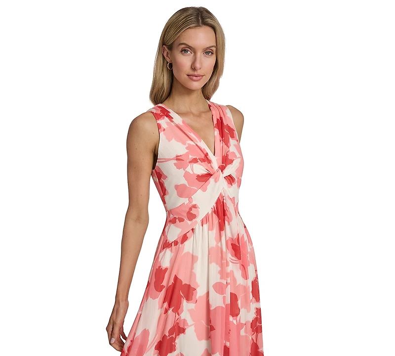 Calvin Klein Women's Sleeveless Twist Front Midi Dress