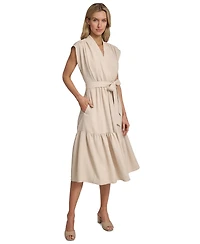 Calvin Klein Women's Tiered Belted Surplice Dress