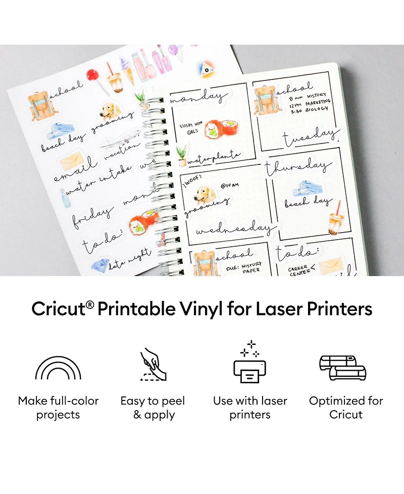 Cricut 8.5" x 11" White Printable Vinyl Sheets 25 Count