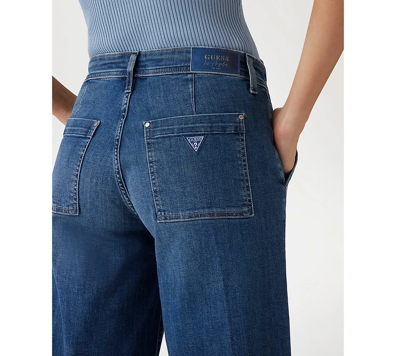 Guess Women's Zoya Wide-Leg Faded High-Rise Jeans
