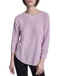 Dkny Women's Mini Slub Waffle Three Quarter Sleeve T-Shirt