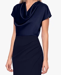 Betsy & Adam Women's Cowl Neck Long Gown