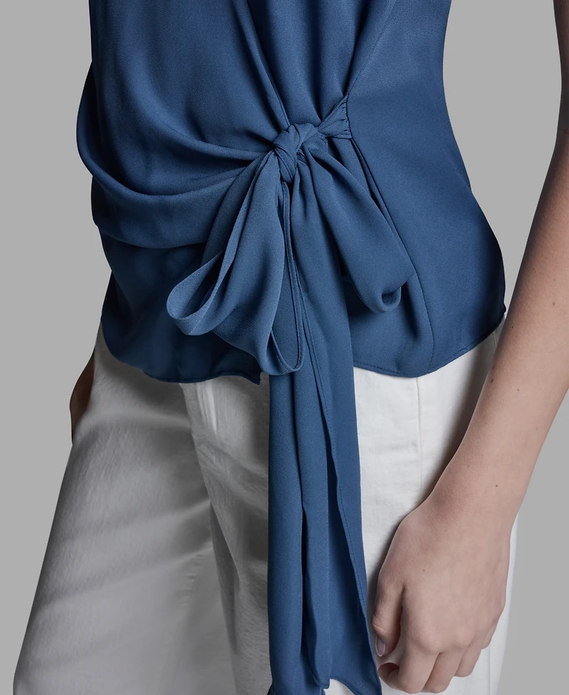Bcbg Women's V-Neck Sleeveless Wrap Detail Top