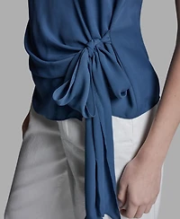 Bcbg Women's V-Neck Sleeveless Wrap Detail Top