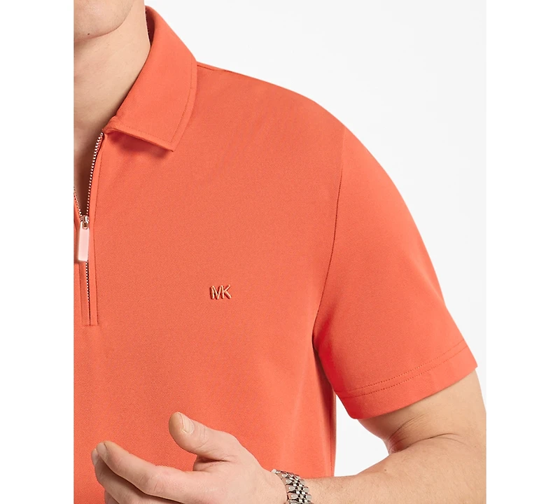 Michael Kors Men's Sleek Regular-Fit 1/4-Zip Pique Polo Shirt
