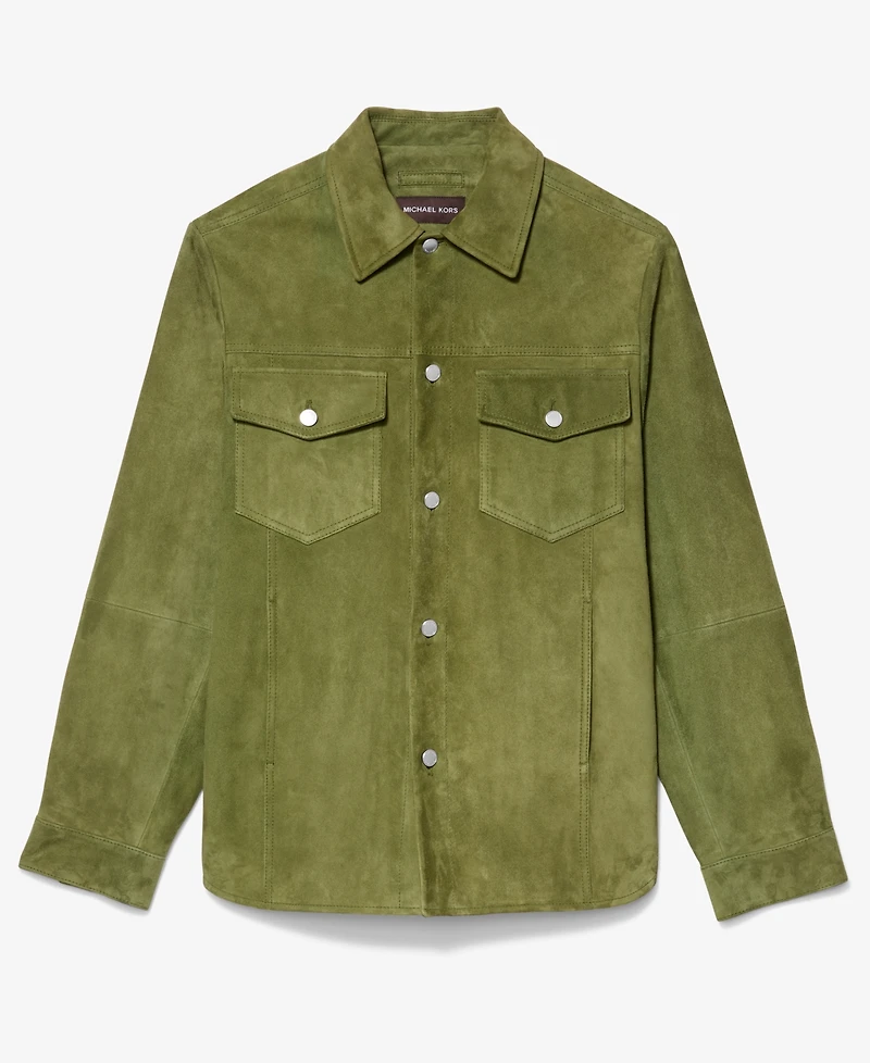 Michael Kors Men's Long Sleeve Button-Front Suede Shirt-Jacket