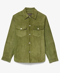 Michael Kors Men's Long Sleeve Button-Front Suede Shirt-Jacket