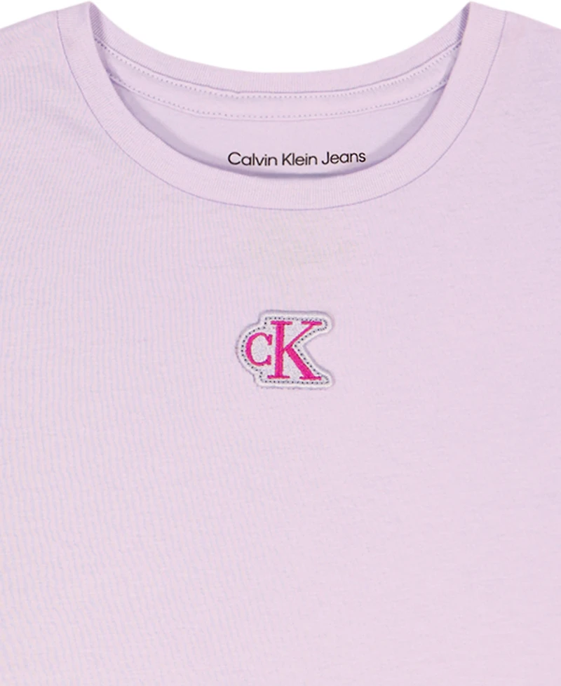Calvin Klein Girls' 7-16 Ck Logo Pintuck Short-Sleeve T-Shirt
