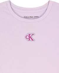 Calvin Klein Girls' 7-16 Ck Logo Pintuck Short-Sleeve T-Shirt