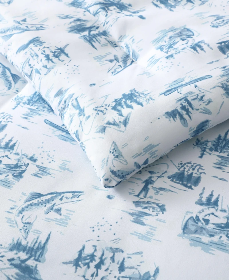 Eddie Bauer Fish Town Toile Reversible 3-Pc. Comforter Set, King