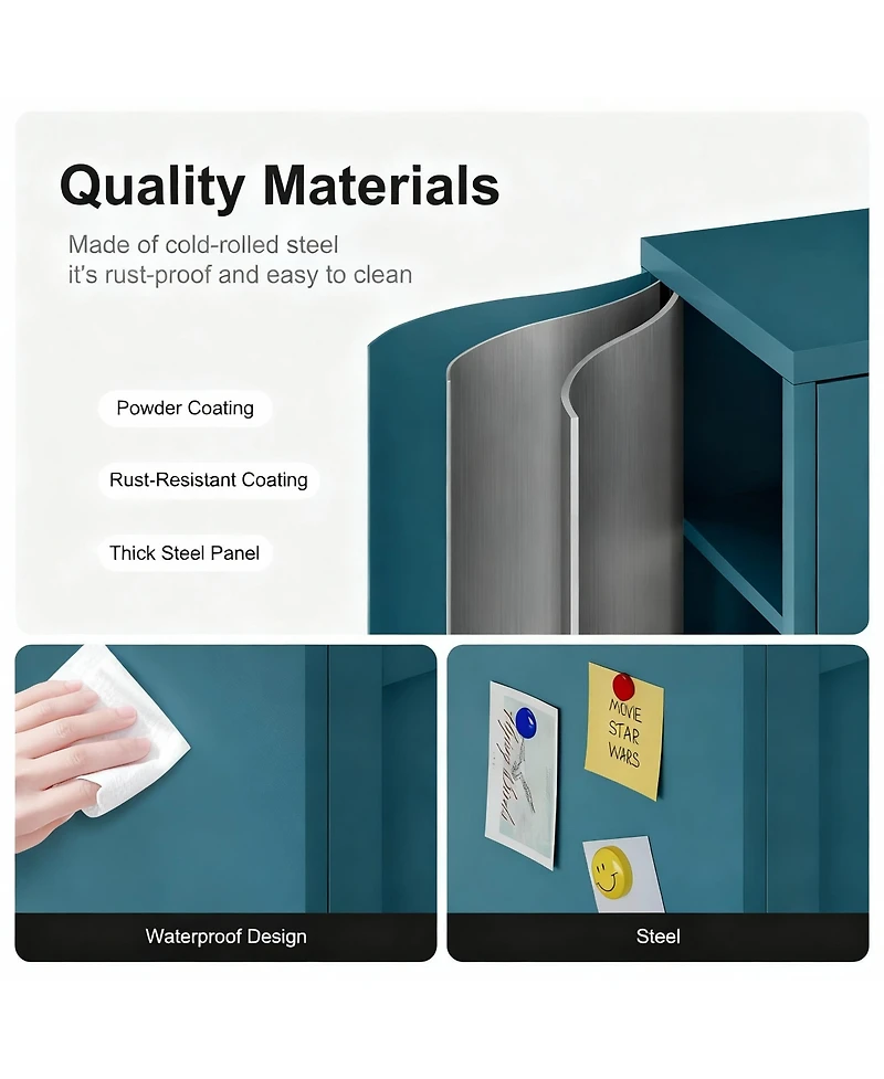 Yigii Metal Storage Cabinet with Adjustable Shelves and Mesh Doors