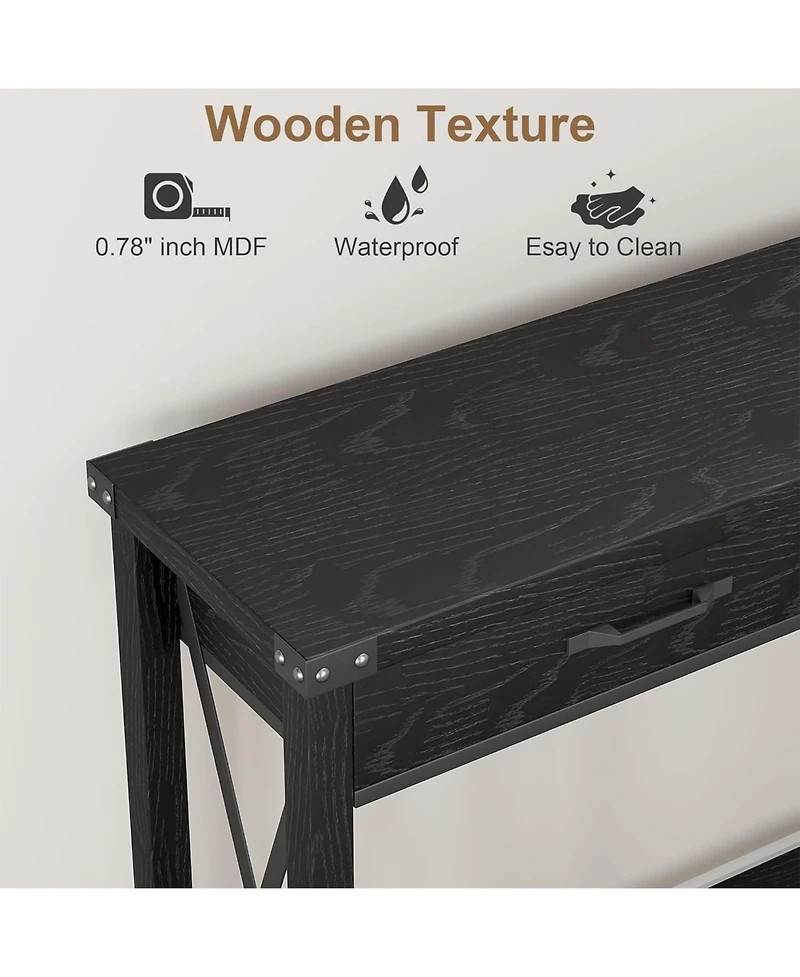 gaomon Console Table with 2 Drawers, Farmhouse Sofa Storage Shelf, Accent Wood Entryway for Living Room, Hallway