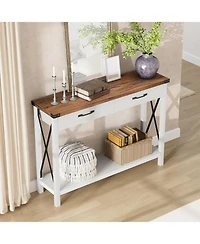gaomon Console Table with 2 Drawers, Farmhouse Sofa Table with Storage Shelf, Accent Wood Entryway Table for Living Room, Hallway