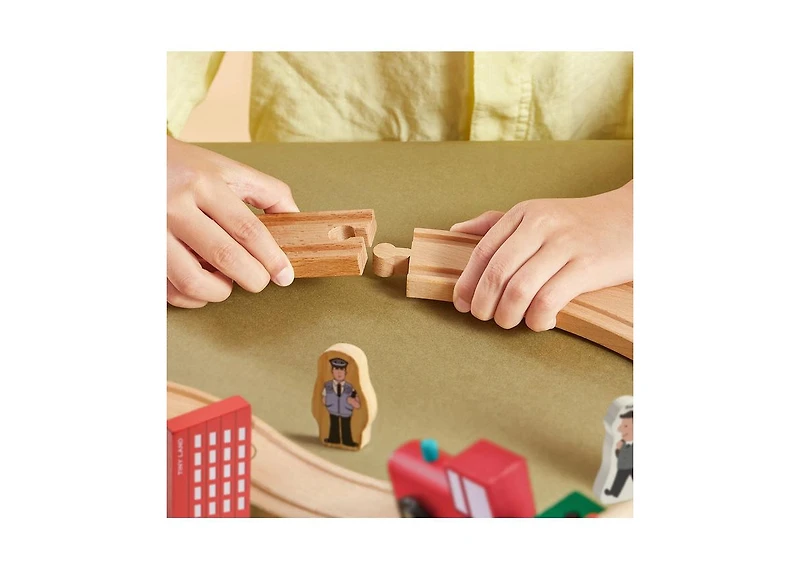 Tiny Land Wooden Train Set for Children 39 Pcs