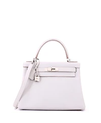 Pre-Owned HERMES Kelly 28 Handbag Clemence with Palladium Hardware