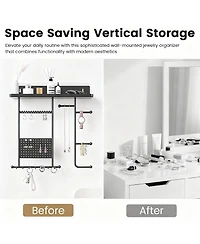 Yigii Wall-Mounted Jewelry Wall Rack with Soft Pads, Dual Mounting, Rust-Resistant Metal