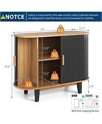 gaomon 40" Fluted Sideboard Buffer Cabinet, Storage Cabinet with Sliding Door & Adjustable Shelf, for Living & Dining Room Kitchen Hallway