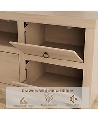 gaomon Farmhouse Tv Stand for 75/80 Inch TVs, 70" Long Entertainment Center with 6 Storage Drawer & Soundbar Shelf, Television Consoles Stands