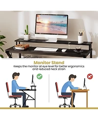 Mecale Computer Desk with Monitor Stand Extra Storage