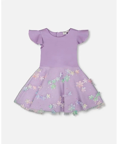 Deux par Big Girls Bi-Material Dress Mauve