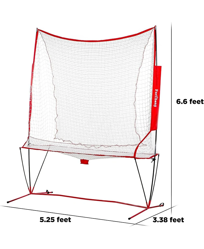 Furlihong Portable Baseball and Tennis Ball Recycling System Net 6 x 7ft with Fiberglass Frame and Carrying Bag for Continuous Training Loop Net Only