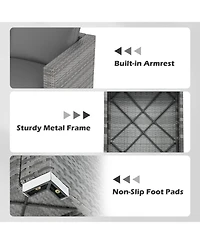 Gymax Set of 3 Patio Sectional Sofa Pe Rattan Modular Couch Furniture w/Cushions