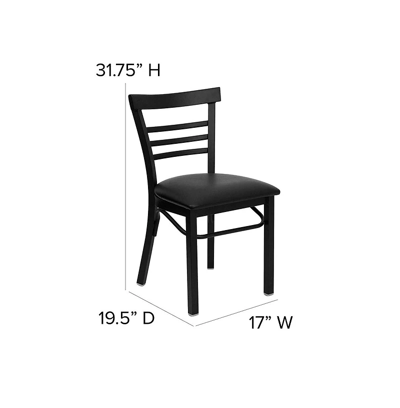 Emma+Oliver Three-Slat Ladder Back Metal Restaurant Dining Chair