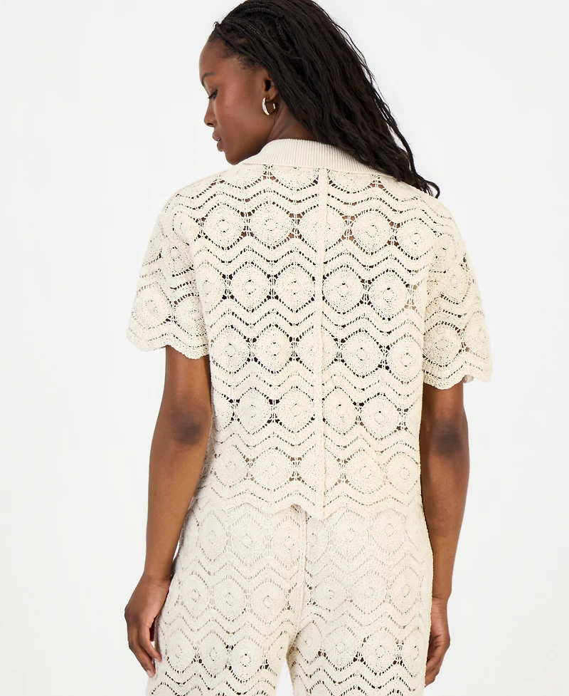 And Now This Women's Cotton Crochet Camp Shirt, Macy's Exclusive