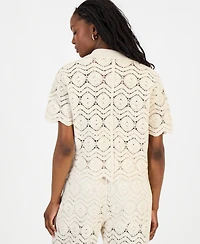 And Now This Women's Cotton Crochet Camp Shirt, Macy's Exclusive