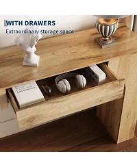 gaomon Table with Drawer, Wooden Rectangular Sofa Behind The Couch, Industrial Farmhouse Entryway Foyer Hallway Tables